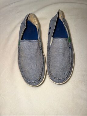 Sanuk Light Blue Canvas Slip-On Loafers